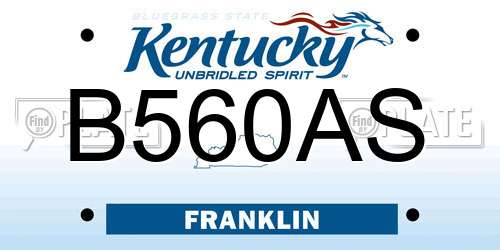 B560AS Kentucky License Plate
