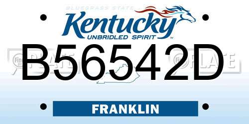 B56542D Kentucky License Plate