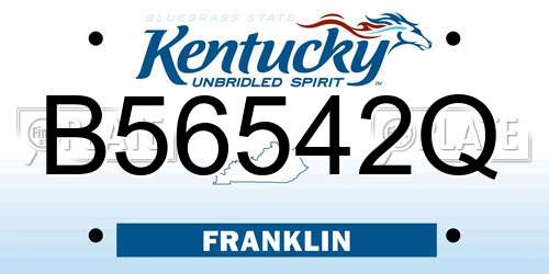 B56542Q Kentucky License Plate