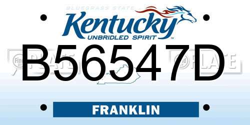 B56547D Kentucky License Plate