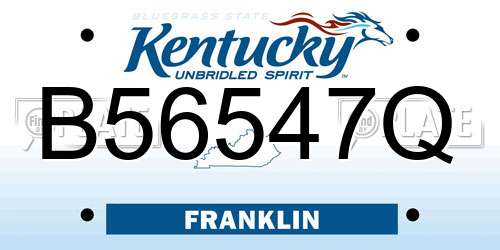 B56547Q Kentucky License Plate
