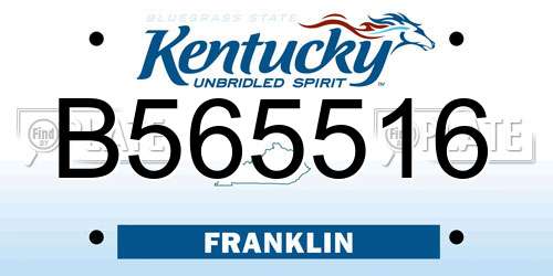B565516 Kentucky License Plate