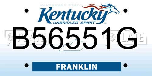 B56551G Kentucky License Plate