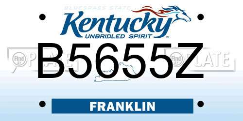 B5655Z Kentucky License Plate