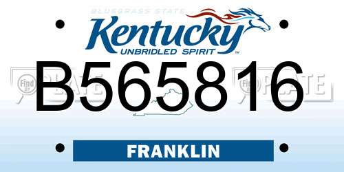 B565816 Kentucky License Plate