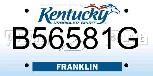 B56581G Kentucky License Plate