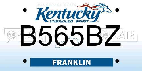B565BZ Kentucky License Plate