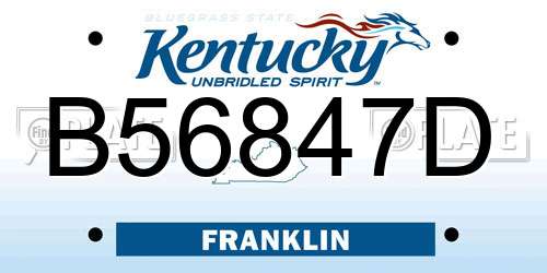 B56847D Kentucky License Plate