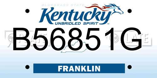 B56851G Kentucky License Plate