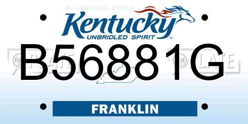 B56881G Kentucky License Plate