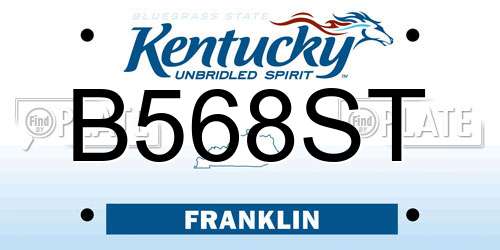 B568ST Kentucky License Plate