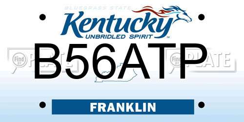 B56ATP Kentucky License Plate