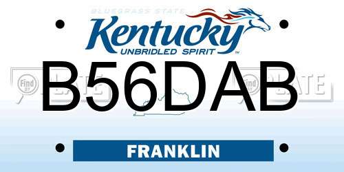 B56DAB Kentucky License Plate