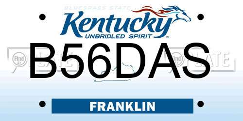 B56DAS Kentucky License Plate