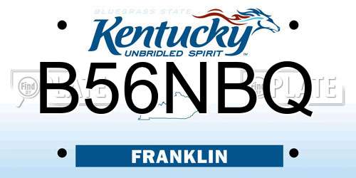 B56NBQ Kentucky License Plate