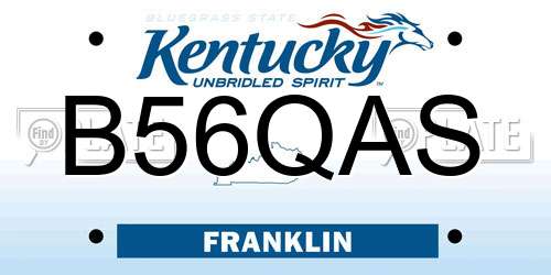 B56QAS Kentucky License Plate