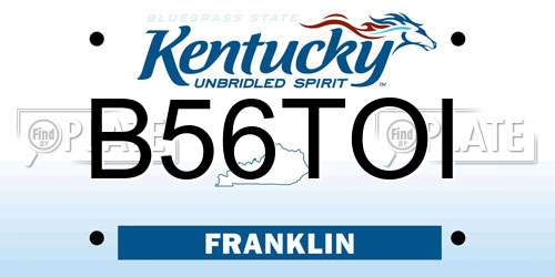 B56TOI Kentucky License Plate