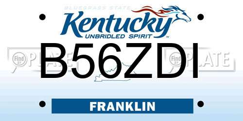 B56ZDI Kentucky License Plate