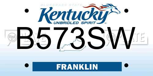 B573SW Kentucky License Plate