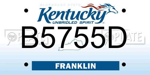 B5755D Kentucky License Plate