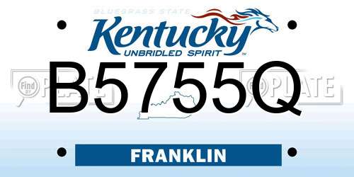 B5755Q Kentucky License Plate