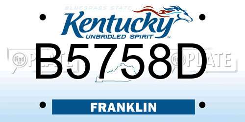 B5758D Kentucky License Plate