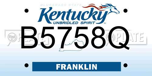 B5758Q Kentucky License Plate