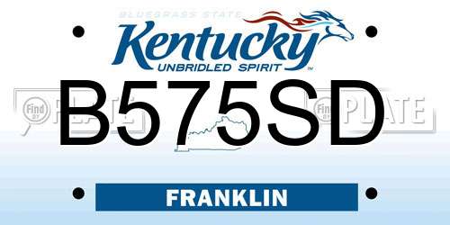 B575SD Kentucky License Plate