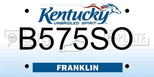 B575SO Kentucky License Plate