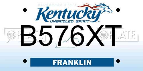 B576XT Kentucky License Plate