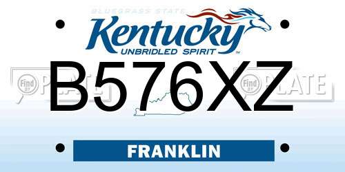 B576XZ Kentucky License Plate