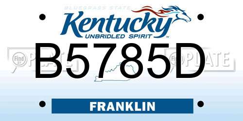 B5785D Kentucky License Plate