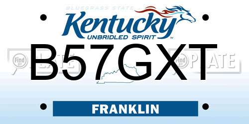 B57GXT Kentucky License Plate