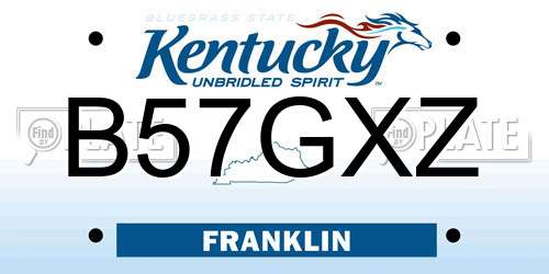 B57GXZ Kentucky License Plate