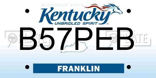 B57PEB Kentucky License Plate