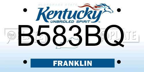 B583BQ Kentucky License Plate