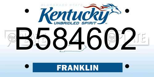 B584602 Kentucky License Plate