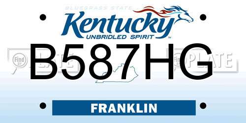 B587HG Kentucky License Plate