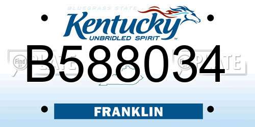 B588034 Kentucky License Plate