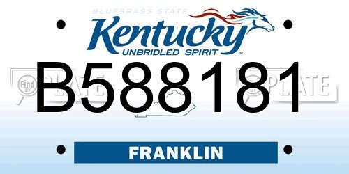B588181 Kentucky License Plate