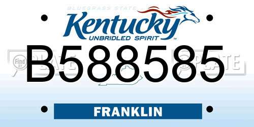 B588585 Kentucky License Plate