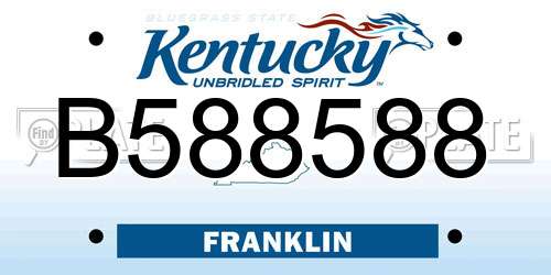 B588588 Kentucky License Plate