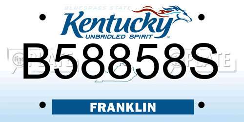 B58858S Kentucky License Plate