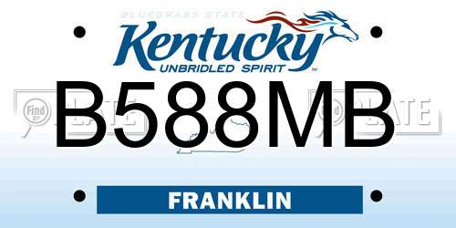B588MB Kentucky License Plate