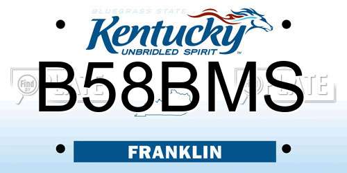 B58BMS Kentucky License Plate