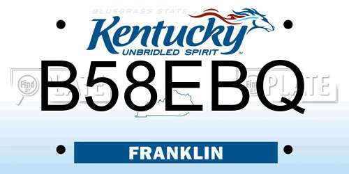 B58EBQ Kentucky License Plate