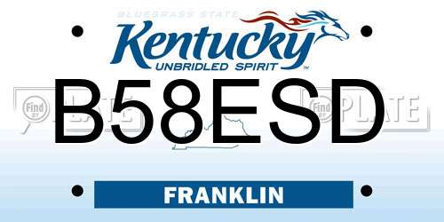 B58ESD Kentucky License Plate