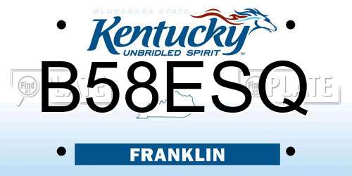 B58ESQ Kentucky License Plate