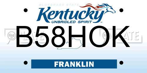 B58HOK Kentucky License Plate