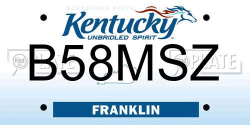 B58MSZ Kentucky License Plate